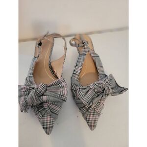 Zara Women's White & Black Houndstooth Trafaluc Slingback Heels Size 36